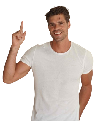 Happy man showing GoNanny FAQ